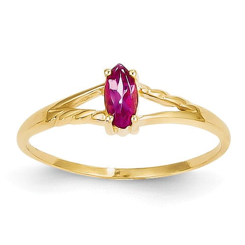 14k Yellow Gold 6x3 Marquise Pink Tourmaline Birthstone Ring by Jewelrypot
