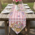 thumbnail image 6 of Happy Easter Table Runner Linen Burlap Table Runner 90 Inches Long Spring Easter Eggs Bunny Floral Pink Plaid Dresser Scarves for Kitchen Island Coffee Dining Party Wedding Holiday Decor 13"x90", 6 of 8