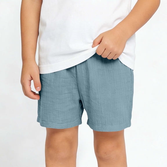 YHAJDS Baby Boy Girl Swim Beach Shorts Solid Color Linen Like Elastic Waist Outdoor Summer Bottom Boys Pull On Shorts