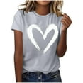 thumbnail image 4 of Pisexur Hauts pour Femmes T-Shirt Graphique de la Saint-Valentin - Col Rond Manches Courtes Imprimé Gris,P, 4 of 5
