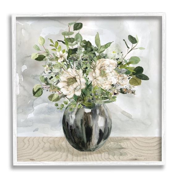 Stupell Industries Detailed Flower Arrangement Mixed Blooms Vase Bouquet Graphic Art White Framed Art Print Wall Art, Design by Carol Robinson