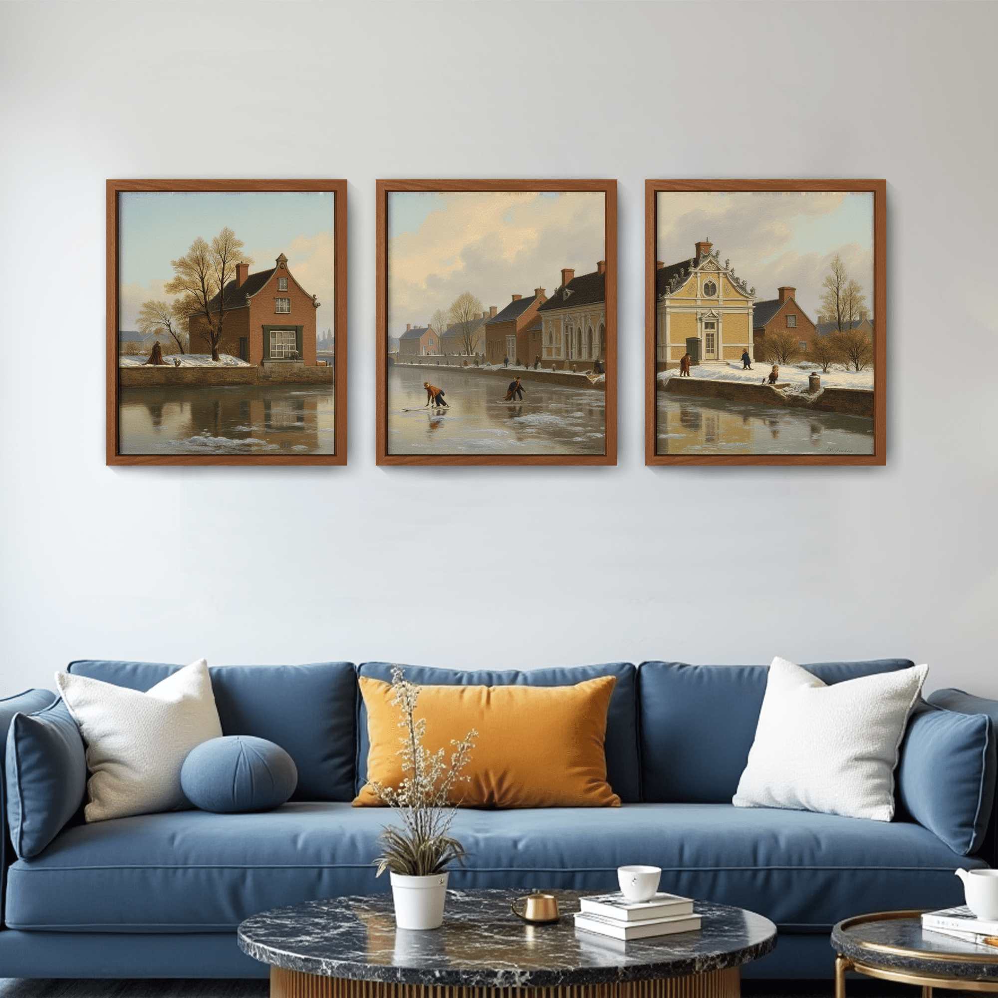 MAYEERTY Modern Abstract Wall Art Painting, Living Room Decor, Brown MDF Frame, 15.7"x11.8"