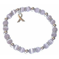 Hidden Hollow Beads Cancer Awareness Stretch Bracelet