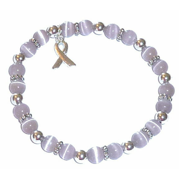 Hidden Hollow Beads Cancer Awareness Stretch Bracelet