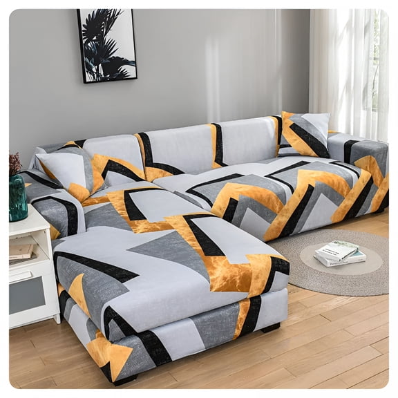 Arlajo Sectional Couch Covers Printed L-Shaped Sofa Covers Stretch Couch Slipcover for Living Room 1/2/3/4 Seater Couch Slip Covers