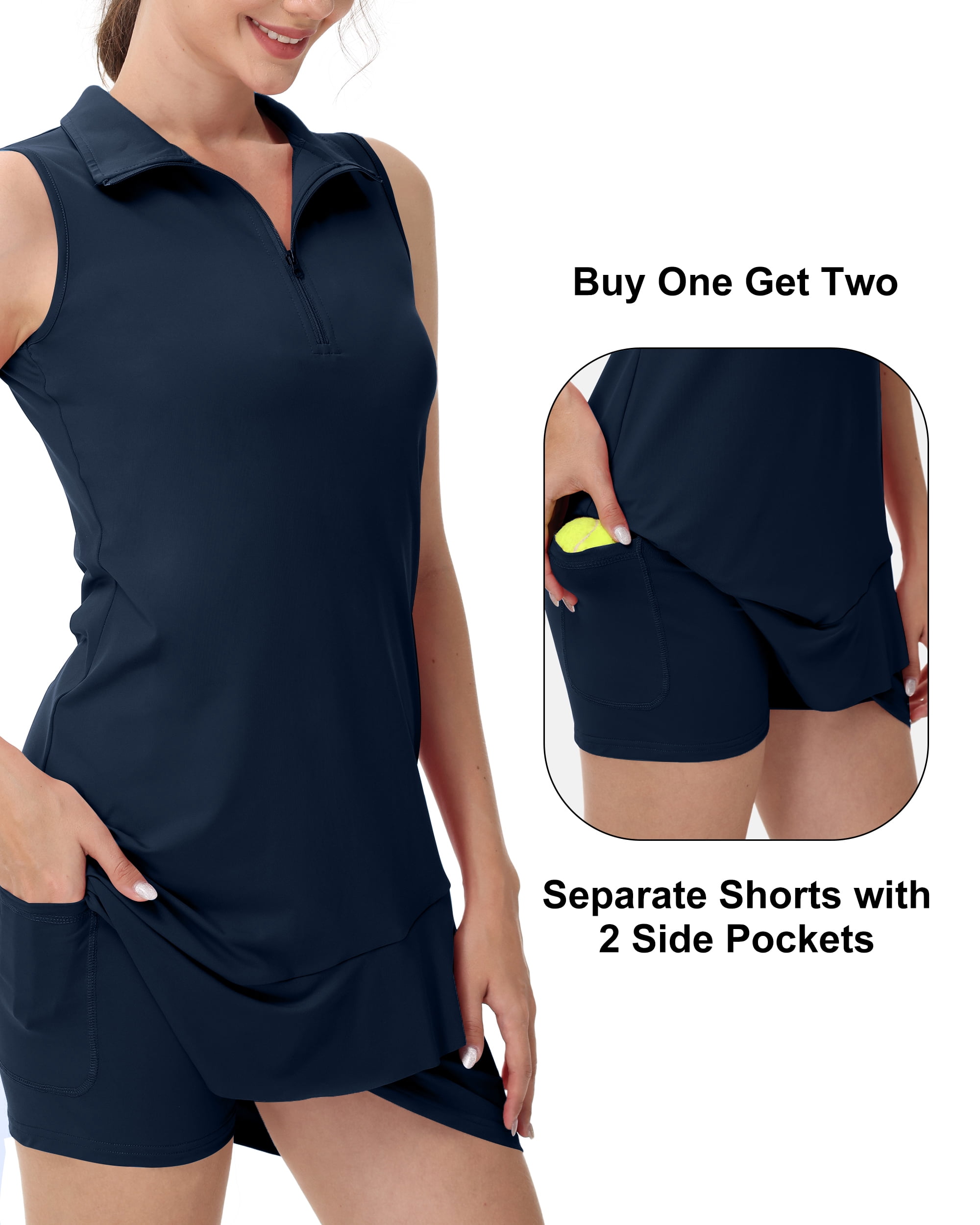 Tennis Dress for Women Golf Outfits with Shorts and Pockets Sleeveless Active Exercise Athletic Dresses for Women Black 2XL