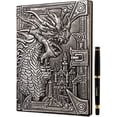 thumbnail image 1 of Cuaderno Dragón Plateado 200 pág. con Cubierta de Cuero Sintético en relieve. Incluye Pluma. Accesorio RPG. Regalo Fantasía, 1 of 3