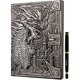 thumbnail image 1 of Cuaderno Dragón Plateado 200 pág. con Cubierta de Cuero Sintético en relieve. Incluye Pluma. Accesorio RPG. Regalo Fantasía, 1 of 3