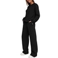 thumbnail image 6 of Zynoxe Womens Two Piece Sweatsuit Sets Solid Color Loose Crew Neck Long Sleeve Sweatshirt and Wide Leg Pants Lounge Sets for Daily Wear, 6 of 7