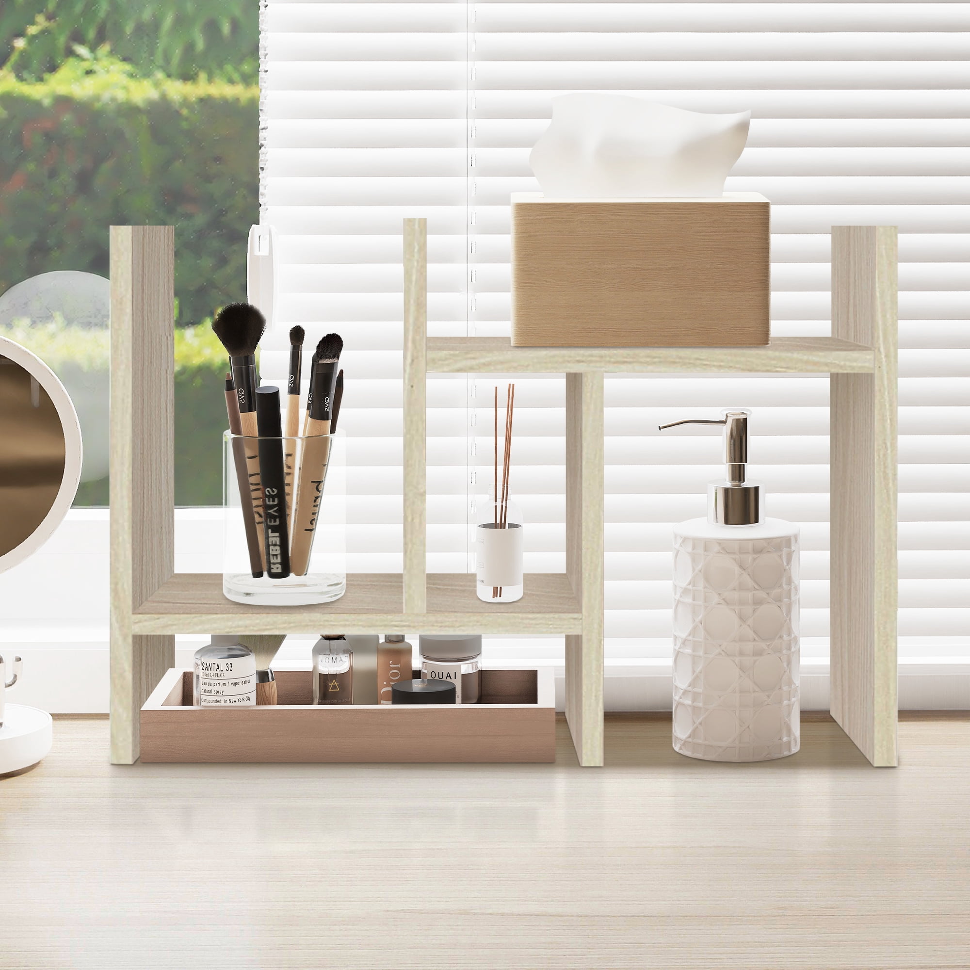TY Arts & Culture Desktop Organizer Office Storage Rack Adjustable Wood Display Shelf
