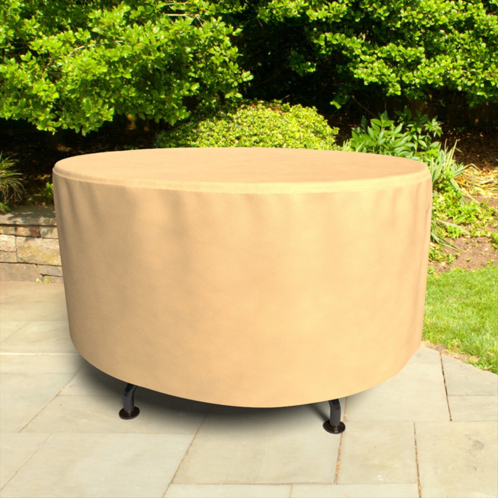 Budge Medium Beige Patio Outdoor Round Table Cover, All-Seasons