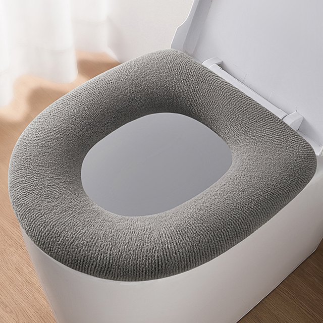 Kit de 4 piezas: cojín grueso y suave para asiento de inodoro con mango cálido para baño