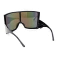 thumbnail image 4 of Womens XL Oversized Curved Shield Low Temple Huge Rectangle Sunglasses Black - Rainbow Mirror, 4 of 4
