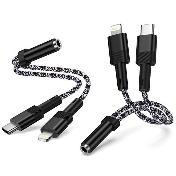 iPhone Headphone Adapter,2Pack 2 in 1 USB Type C&IOS to Aux Dongle Cord 3.5mm Female Jack Adapter Converter Earbuds Splitter Adaptor Audio Jack Cable Compatible with iPhone 16 15 14 Android Samsung