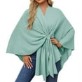 thumbnail image 1 of Châle Élégant Vert pour Femmes, Poncho Ouvert Doux pour Printemps Automne Hiver, 1 of 4