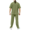 thumbnail image 3 of Stamozd Men Sweatsuits Sets Summer Short Sleeve Tshirt Baggy Sweatpants Casual Workout Track Suits Mens Beach Vacation Clothes Green XL, 3 of 8