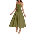thumbnail image 1 of Robe d'Été pour Femmes Bretelles Spaghetti Ligne A Midi Robe Sans Manches Cocktail Fête Invité de Mariage, 1 of 7