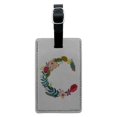 thumbnail image 1 of Letter C Floral Monogram Initial Rectangle Leather Luggage Card Suitcase Carry-On ID Tag, 1 of 8