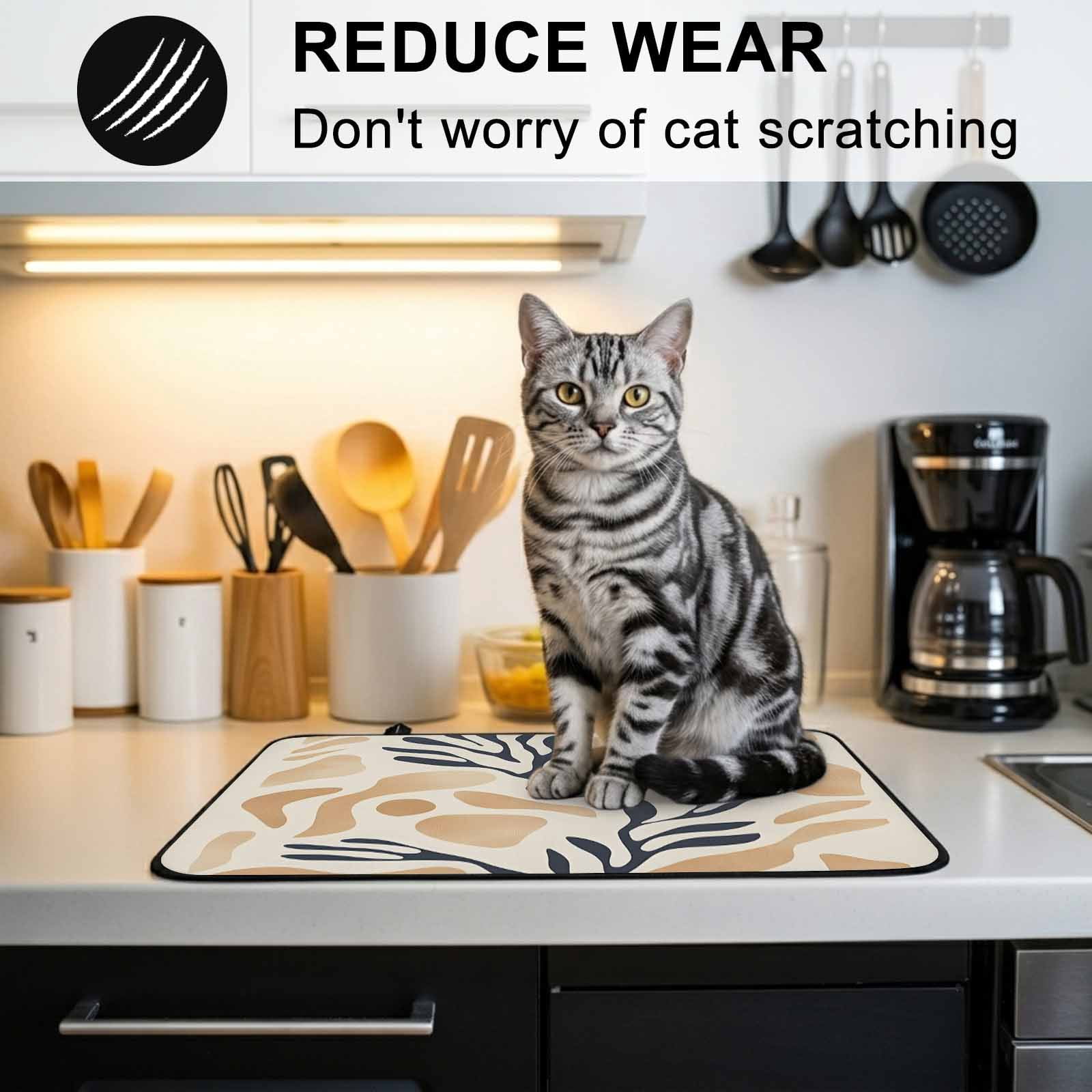 Navy Blue Beige Abstract Stove Top Cover for Electric Stove, Heat-proof & Non Slip Glass Top Stove Cover Protector, Modern Vintage Geometric Kitchen Flat Cooktop Rubber Mat 24x21 Inches