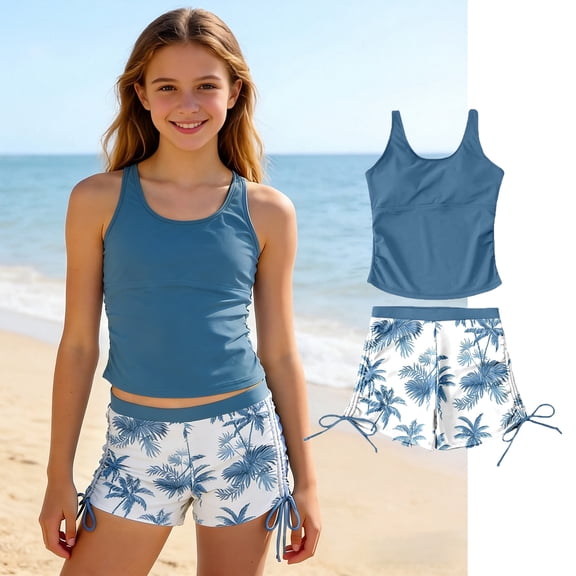 Teen Girls Swimsuit Swimsuit With Shorts 2 Piece Set Bathing Suit Girls Swimsuits Size 13-14 Years