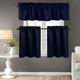 thumbnail image 2 of Native Fab Full Kitchen Curtain Tiers Valance 3 Piece 100% Cotton - Rod Pocket Style - Navy Blue, 2 of 6