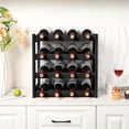 thumbnail image 3 of Wine Rack, 4-Tier Bamboo Wine Racks Countertop,Sturdy and Durable Wine Storage Cabinet Shelf,16 Bottles Wine Holder for Kitchen Pantry, Black, 3 of 7