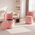 thumbnail image 5 of Furniliving Velvet Storage Vanity Chair, 360° Swivel Ottoman with Wavy Back & Hidden Compartment, Upholstered Accent Stool for Bedroom Living Room, Pink, 5 of 8