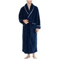 thumbnail image 4 of Fleece Pajama Sets for Men Long Sleeve Robes and Pants Loungewear Outfits Mens Casual Solid Thermal Warm Plush Flannel Bathrobes 2 Piece Pajamas, 4 of 7