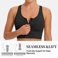 thumbnail image 3 of SOMER Sports Bras Front Zip High Support Wireless Padded Strappy Athletic Yoga Workout Bra for Petite Women & Big Girl Black, 3 of 8