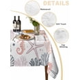 thumbnail image 2 of Coastal Ocean Table Cloth, Green Pink Coral Starfish Seahorse Shell Waterproof Tablecloth for Rectangle Tables, Reusable Washable Fabric Table Cover for Restaurant Kitchen Dining Tables 52"x70", 2 of 6