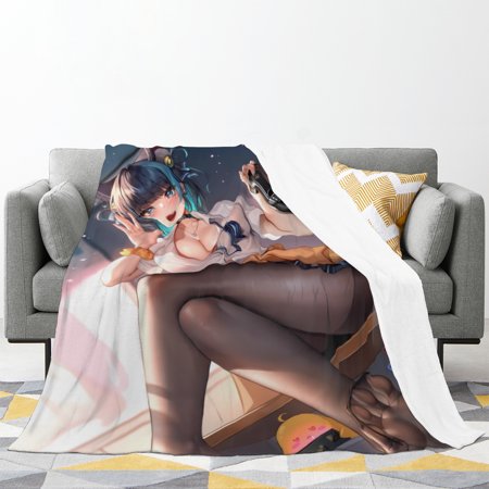 Beautiful Elf Girls, Lewd Waifu Anime Flannel Fleece Blanket Naked Waifu Plush Throw Fuzzy Super Soft Microfiber Flannel Blankets for Couch, Bed, Sofa Warm and Cozy for All Seasons 50*40