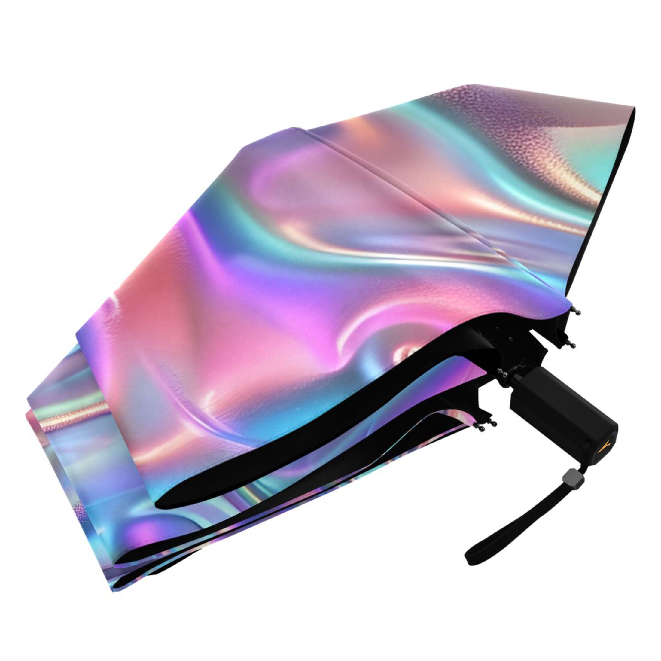 Iridescent Liquid Marble Compact Sun Umbrella Windproof Travel Umbrellas for Rain Strong Portable UV Protection