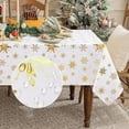 thumbnail image 1 of Nappe de Noël 60 x 120 Pouces, Imprimé Feuille d'Or Flocon de Neige Nappe de Noël Rectangulaire Lavable, Imperméable Résistante aux Plis pour Décoration de Table de Fête Dîner Noël, 1 of 1