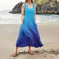 thumbnail image 4 of CHOK Robes d'Été Décontractées Femmes Coton Lin à Fleurs Robe Maxi Femme Sans Manches Débardeur Longue Fluide Robe Bohème Robes d'Été Fluides pour Adolescentes avec Poches Gris Foncé 3TG, 4 of 7
