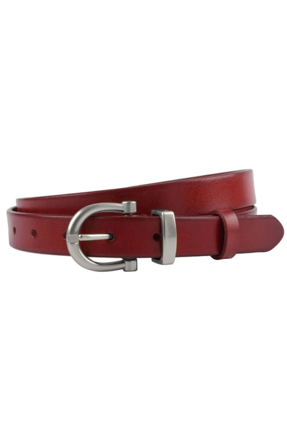 Elegant Textured Ladies Leather Belt Polished Metal Clasp Slim Profile Sash