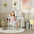 thumbnail image 2 of Qaba Kids Vanity Set Dressing Table w/ Tri-Folding Mirror, Chair, White, 2 of 10
