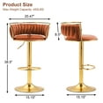 thumbnail image 2 of UIXE 360° Swivel Bar Stools Velvet Upholstered Adjustable Bar Chairs Set of 2 with Back & Footrest for Home and Kitchen, Orange, 2 of 6