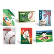 Assorted Baseball Thank You Note Cards - 12 Note Cards with Envelopes - Baseball