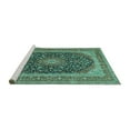 thumbnail image 2 of Ahgly Company Machine Washable Indoor Rectangle Medallion Turquoise Blue Traditional Area Rugs, 4' x 6', 2 of 4