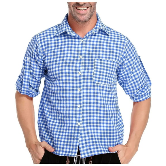 Men S German Traditional Oktoberfest Plaid Shirt Halloween Wear Plaid Shirt