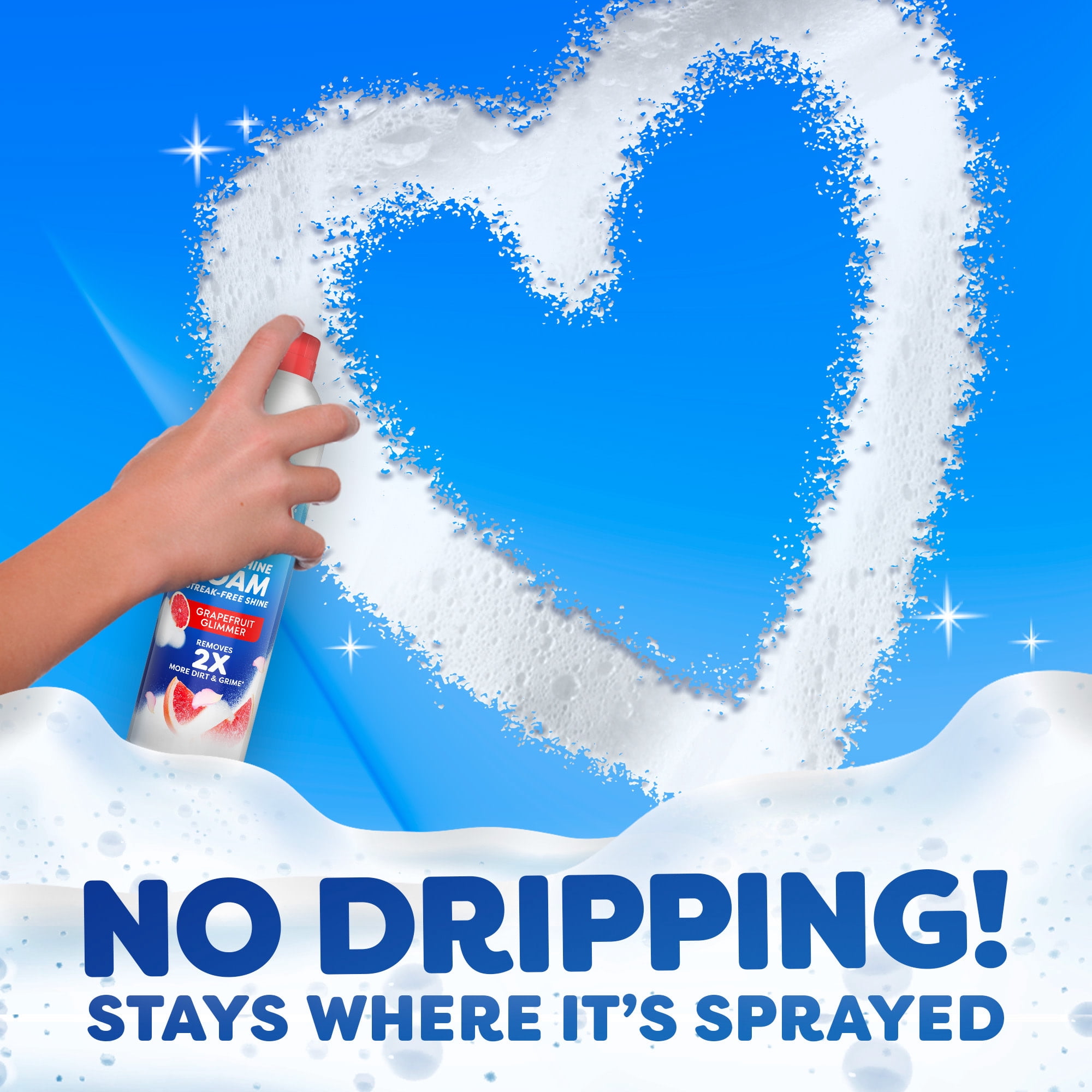 (6 pack) Windex Fast Shine Foam Glass, Window, and Mirror All Purpose Cleaner, No-Drip Aerosol Cleaning Spray, Grapefruit, 19 oz
