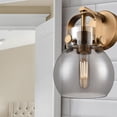 thumbnail image 3 of Innovations Lighting  Pilaster II Sphere - 1 Light 6" Wall-Mounted Sconce Brushed Brass/Plated Smoke, 3 of 4