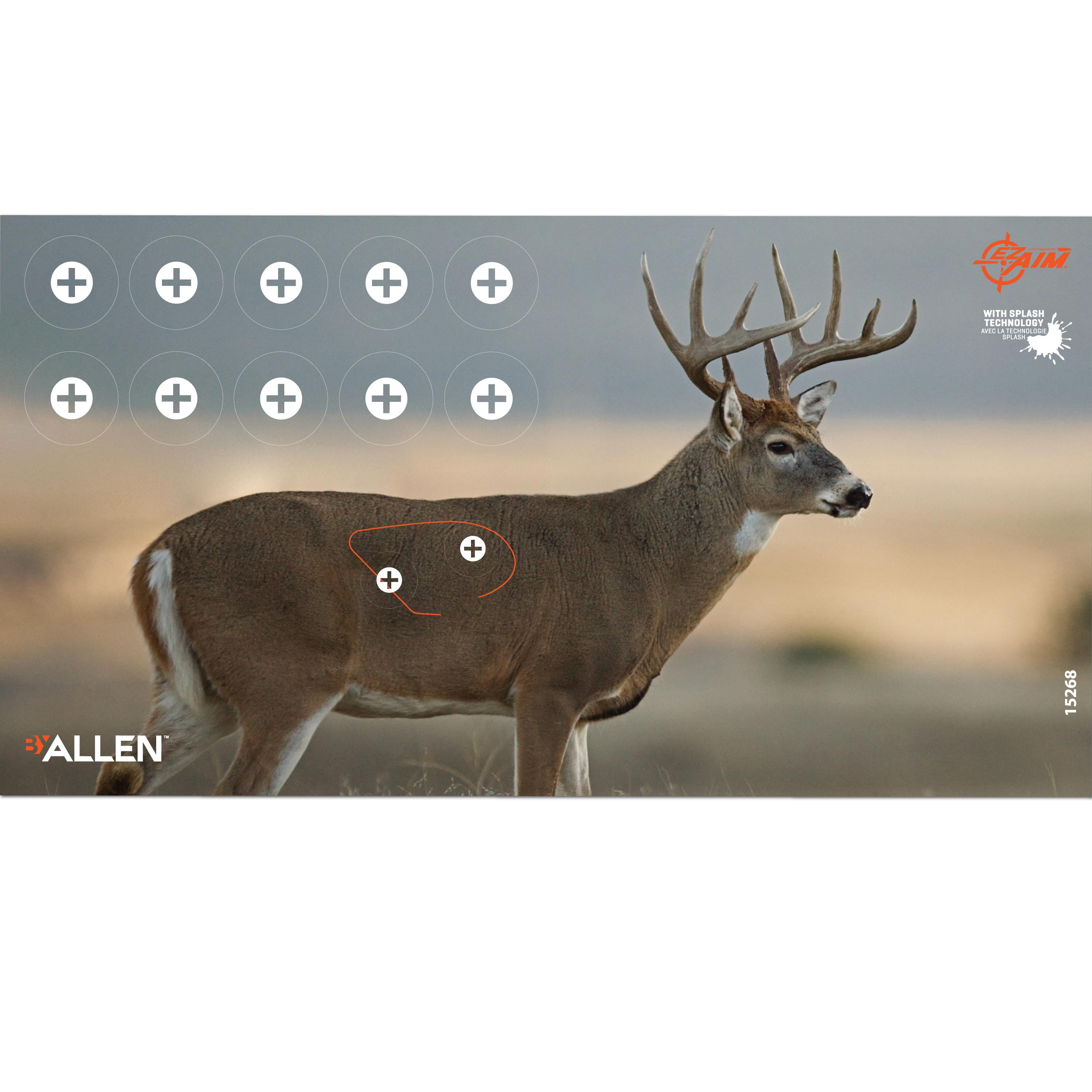 Ez Aim Splash Reactive Paper Shooting Targets by Allen Company, Whitetail Target, 24"W x 13"H, 3-Pack, Multi-Color, 2 Pack