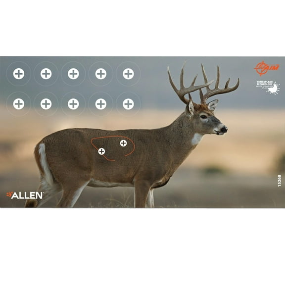Ez Aim Splash Reactive Paper Shooting Targets by Allen Company, Whitetail Target, 24"W x 13"H, 3-Pack, Multi-Color