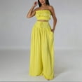 thumbnail image 2 of BYHONG Pantalon Sans Manches à Col en V pour Femmes, Décontracté, Jaune TTG, 2 of 6