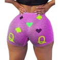 thumbnail image 2 of Multitrust Women Elastic Waist Funny Print Sport Shorts High Waisted Running Yoga Gym Workout Short Pants, 2 of 2
