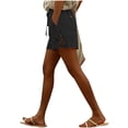 thumbnail image 2 of Sahpxhe Womens Cotton Linen Shorts High Elastic Waist Lace Shorts with Pockets Drawstring Casual Trendy Summer Vacation Shorts Black L, 2 of 6