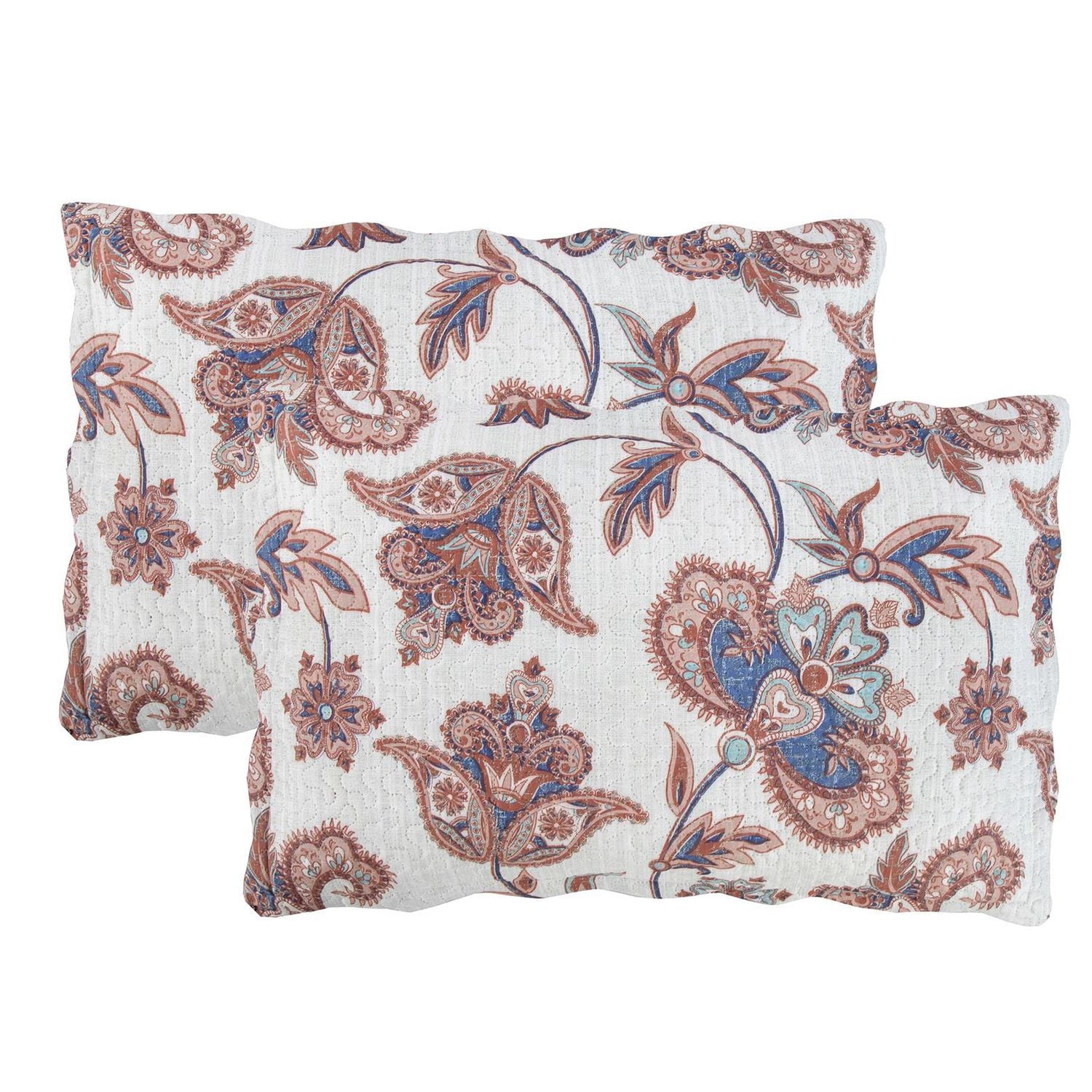 Marina Decoration Rich Printed Embossed Pinsonic Coverlet Bedspread Ultra Soft Bedding Summer Quilt Set with Shams, Taupe Paisley Floral Pattern