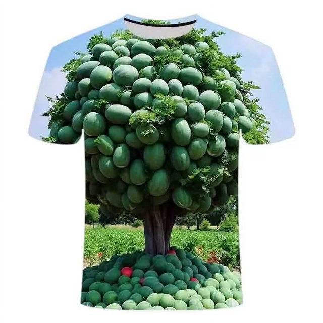 Chemise d'Été Imprimée 3d Melon D\'eau Hip Hop pour Hommes, Personnalité, Manches Courtes, Alternative à la Mode, Col Drôle, Grande Taille, Belle Chemise Deng