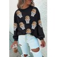 thumbnail image 2 of Women's Black Basketball Patched Game Day Crew Neck Graphic Sweatshirt | [ZhiHiMeRi] | (US 20-22)2XL, 2 of 5